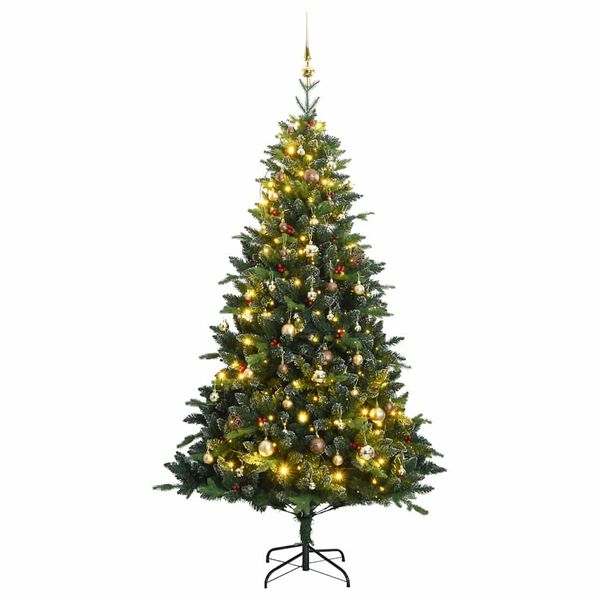 vidaXL Artificial Hinged Christmas Tree 300 LEDs & Ball Set 70.9"