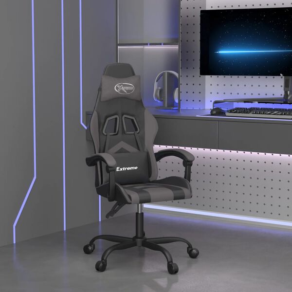 vidaXL Gaming Chair Black and Gray Faux Leather