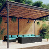 vidaXL Garden Lounge Set Black, Water blue PE rattan Modular