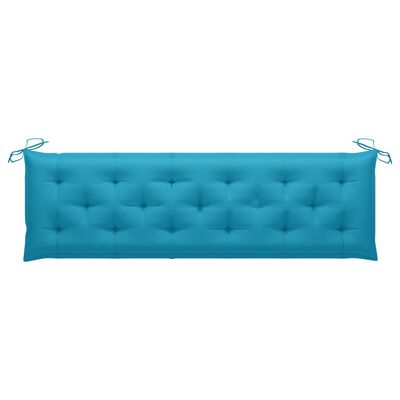 vidaXL Patio Bench with Light Blue Cushion 68.9" Solid Teak Wood