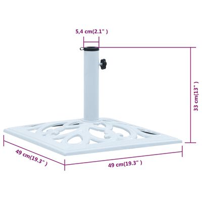 vidaXL Umbrella Base White 26.5 lbs 19.3" Cast Iron