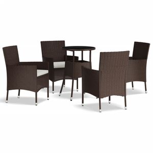 vidaXL Garden Bistro Set Brown Poly Rattan 5 Piece Set Durable