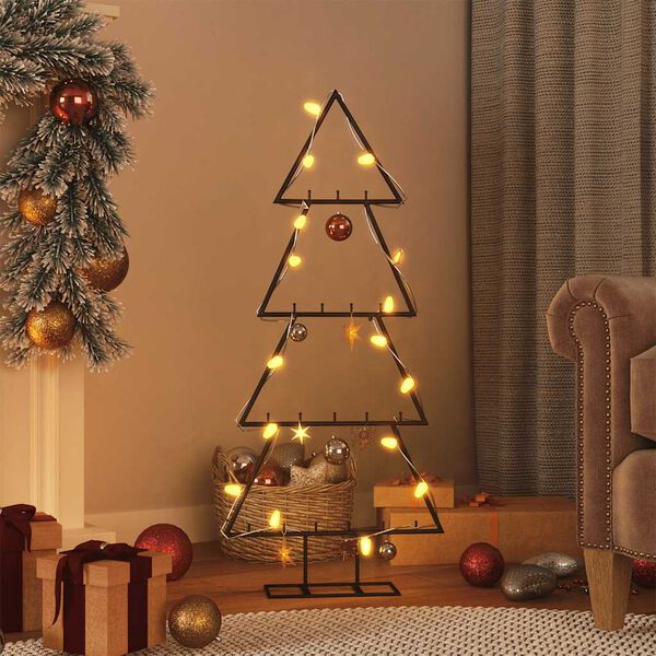 vidaXL Metal Christmas Tree Black Powder-coated steel Medium Hooks