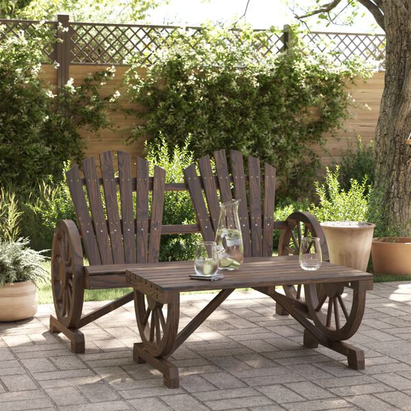 vidaXL Garden Lounge Set Burnt look wood Solid fir wood Large Ergonomic