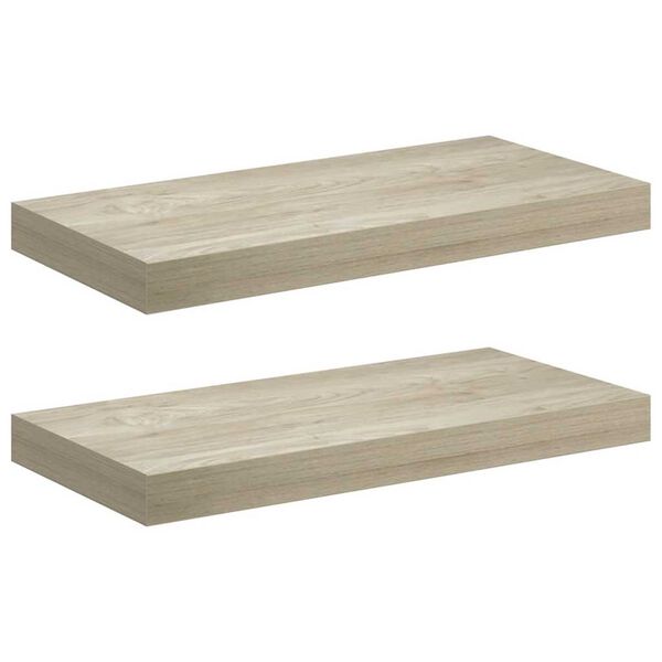 vidaXL Wall Shelf Set of 2 Oak Honeycomb MDF, metal 19.7x9.1x1.5 in