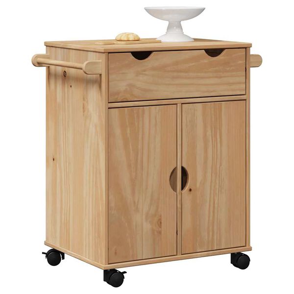 vidaXL Kitchen Trolley "OTTA" 23.2x17.7x31.5" Solid Wood Pine