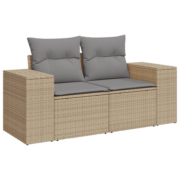vidaXL Garden Sofa Set Beige PE Rattan Large Modular Garden Sofa Set