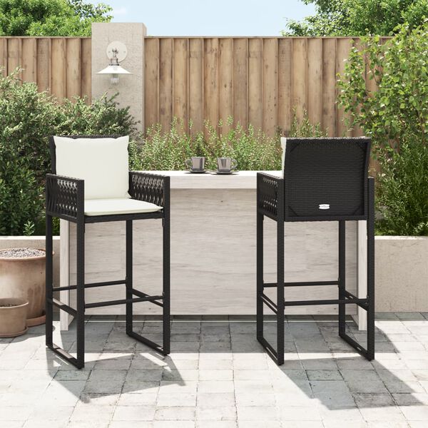 vidaXL Garden Bar Stool Black, Cream White