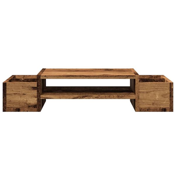 vidaXL Monitor Stand with Storage Old Wood 27.6x10.6x5.9" Engineered Wood