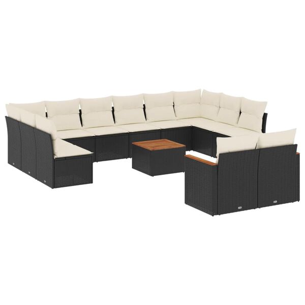 vidaXL Garden Sofa Set Black, Cream white