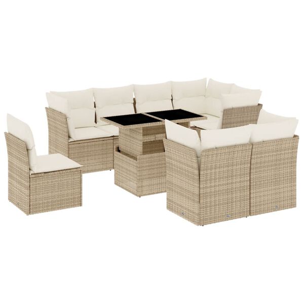 vidaXL Garden Sofa Set Beige with Cream White Cushions