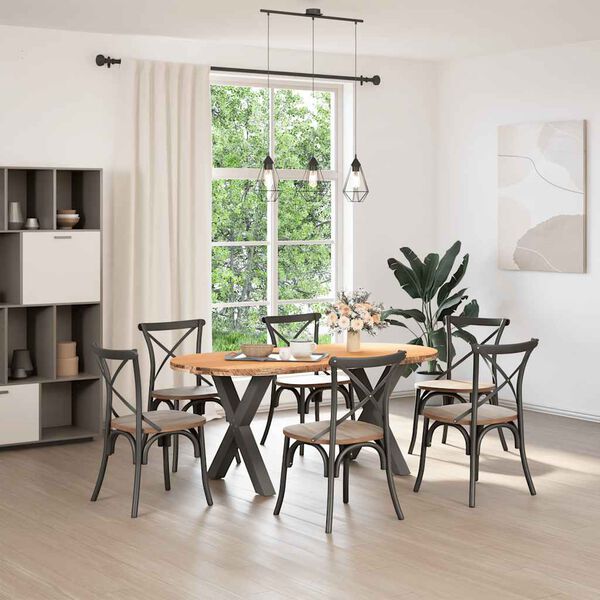 vidaXL Dining Table Light Brown Solid Oak Wood Large Levelers