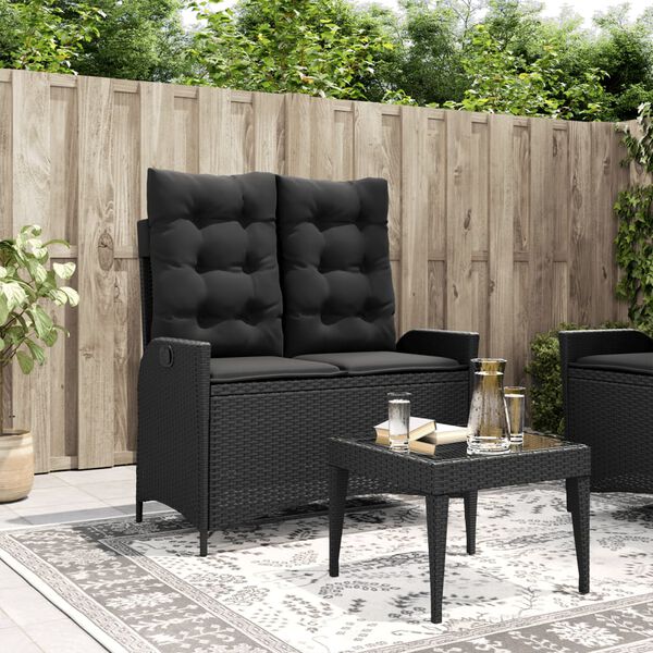 vidaXL Reclining Garden Bench Black