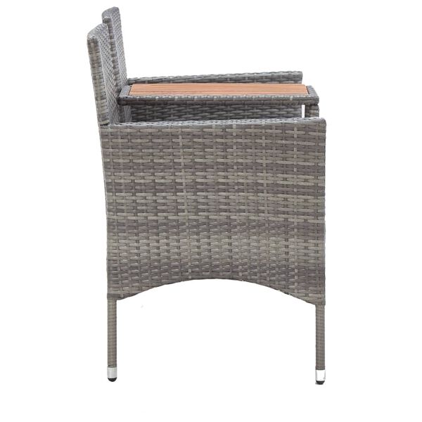 vidaXL Garden Bench Grey PE Rattan Medium Removable Covers