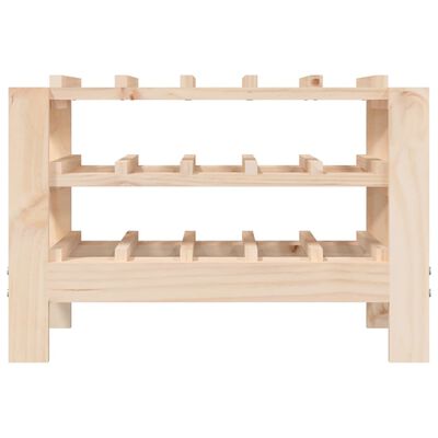 Close-up of wooden framework showing two-tier bottle rack structure