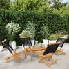 vidaXL Garden Chair Set of 4 Black Solid Acacia wood Medium Foldable