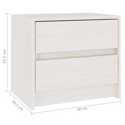 vidaXL Bedside Cabinets 2 pcs White 15.7"x12"x14" Solid Wood Pine