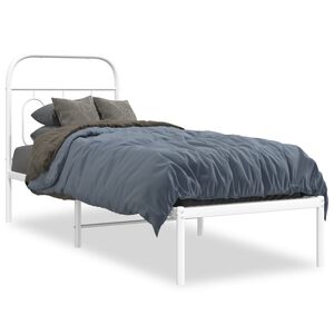 vidaXL Bed Frame White Steel Small Single Bed Frame Rectangular