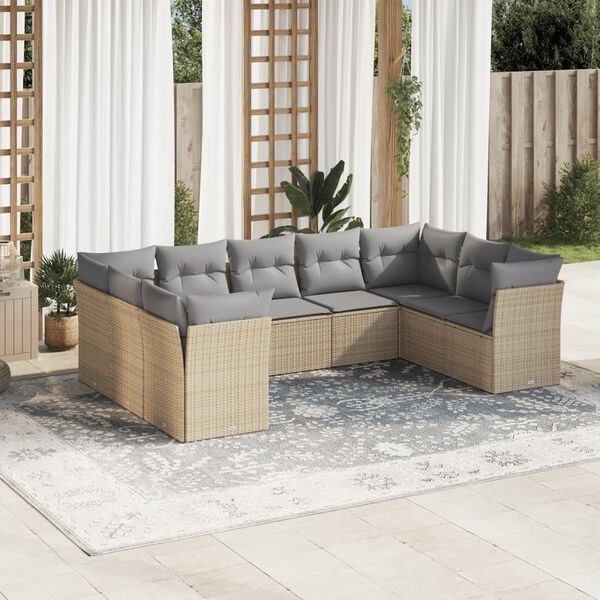 vidaXL Garden Sofa Set Beige, Light Grey
