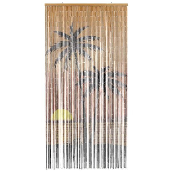 vidaXL Insect Door Curtain Palm Tree Print 35.4"x86.6" Bamboo