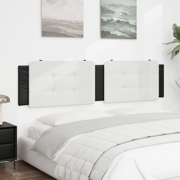 vidaXL Headboard Cushion White and Black Faux leather, Foam 76.0 in