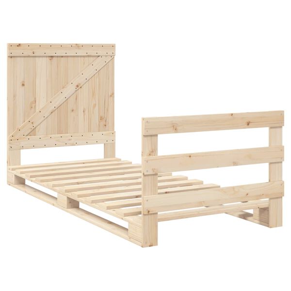 vidaXL Bed Frame Natural wood Solid pine wood Twin Durable Bed Frame