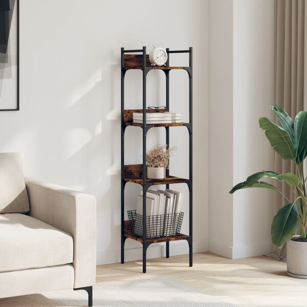 vidaXL Bookshelf Smoked Oak Engineered wood, powder-coated steel Medium