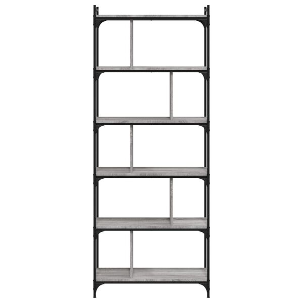 vidaXL Bookcase Grey Sonoma Engineered wood and metal Tall