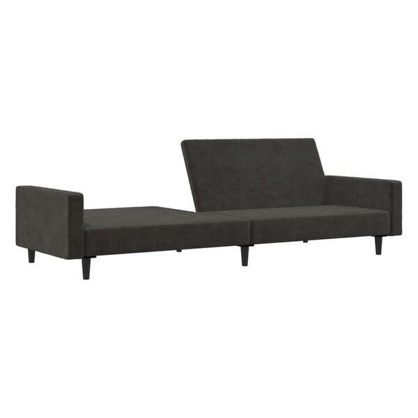 vidaXL Sofa Bed Dark grey Velvet (100% polyester), wood, plastic 2-seater