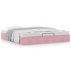 vidaXL Ottoman Bed Pink Velvet, Metal, Plywood, Engineered Wood Full