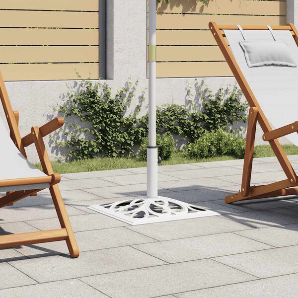 vidaXL Umbrella Base White Cast Iron 26.5 lbs Durable Umbrella Base