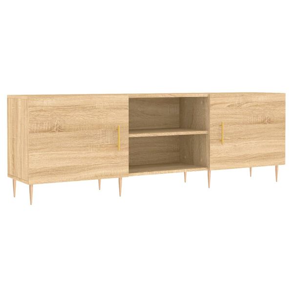vidaXL TV Cabinet with Shelf with Storage with Door Sonoma Oak Large Engineered wood, Iron