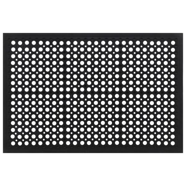 vidaXL Door Mat Black Rubber Medium Door Mat Rectangular Modern