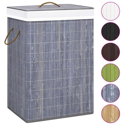 vidaXL Bamboo Laundry Basket with Single Section Gray