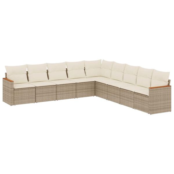 vidaXL Garden Sofa Set Beige PE rattan, powder-coated steel, polyester