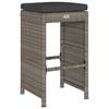 vidaXL Garden Bar Stool Set of 2 Grey PE Rattan 15.7 x 15.7 x 29.9 in
