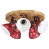 vidaXL Ceiling Lamp Distressed Red Iron and Solid Mango Wood Medium