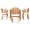 vidaXL 5 Piece Patio Dining Set with Cushions Solid Teak Wood