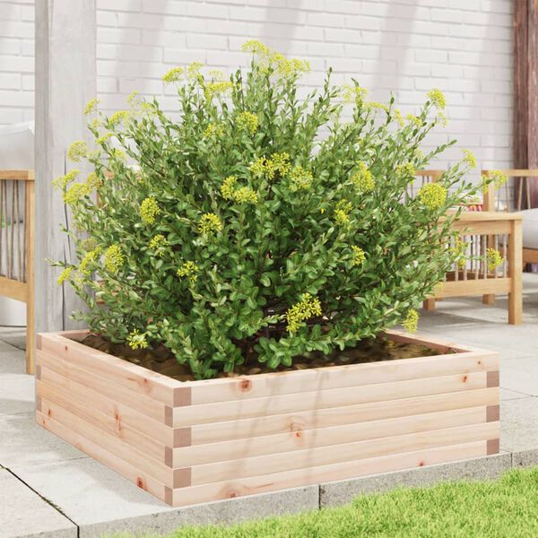 vidaXL Garden Planter Natural Wood Solid Pine Wood 31.5 x 31.5 x 9.1 in
