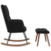 vidaXL Rocking Chair With Stool Black Velvet, solid rubber wood, steel