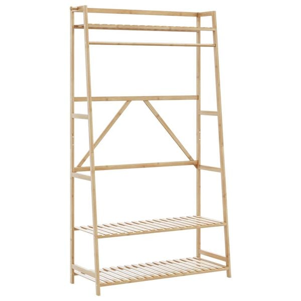 vidaXL Clothes Rack Natural Bamboo 43.3x15.7x70.9 in Bamboo Clothes Rack
