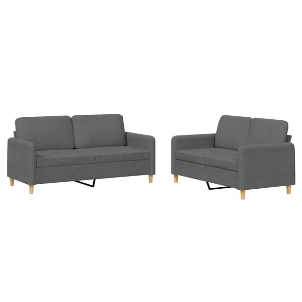 vidaXL Sofa Set Dark Grey 100% polyester, metal, plywood 2-seater