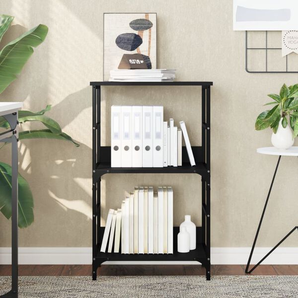 vidaXL Bookshelf Black Engineered wood 19.7x13.0x32.3 in Bookshelf