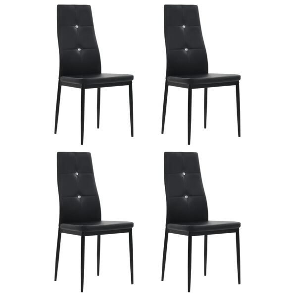 vidaXL Dining Chair Set of 4 Black Faux leather, wooden frame, steel legs