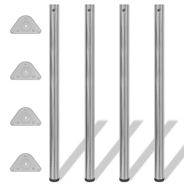vidaXL Table Leg Set of 4 Brushed Nickel Iron Standard Adjustable Feet