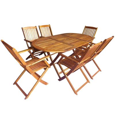 vidaXL 7 Piece Folding Patio Dining Set Solid Eucalyptus Wood