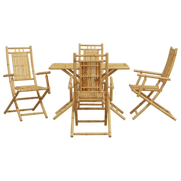 vidaXL Garden Dining Set Natural Bamboo Bamboo Medium Foldable