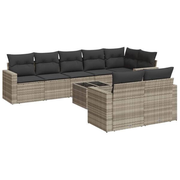 vidaXL Garden Sofa Set Light Grey PE Rattan Large Modular