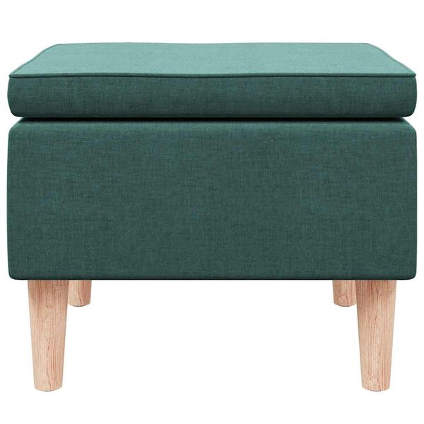 vidaXL Stool Dark Green Fabric (Polyester), Rubber Wood Compact Footrest