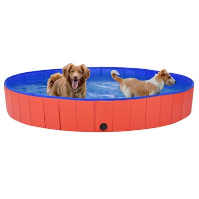 vidaXL Foldable Dog Swimming Pool Red 78.7"x11.8" PVC